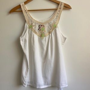 Free People embroidered tank top size Small
